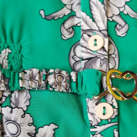 Yoana Baraschi silk dress, green white floral, 4 - Picture 7 of 14